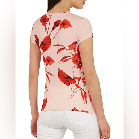TED BAKER Women's Dillia Fantasia Fitted T-Shirt - Pink/ Red, Small [1] - Picture 3 of 5